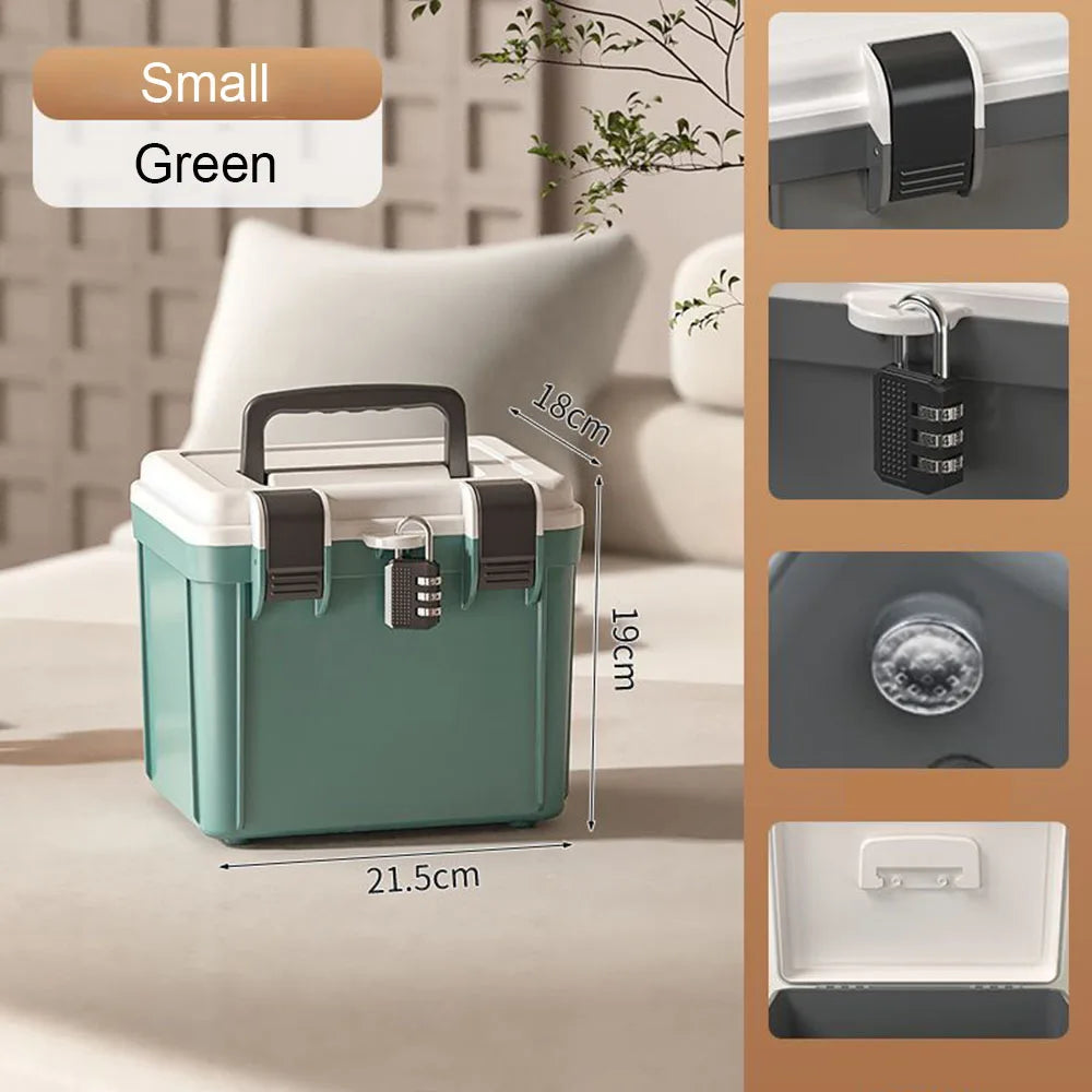 3 Digit Password Lock Safe Box Home Cash Jewelry Passport Document Handheld Storage Box Travel Privacy Security Organizer Case