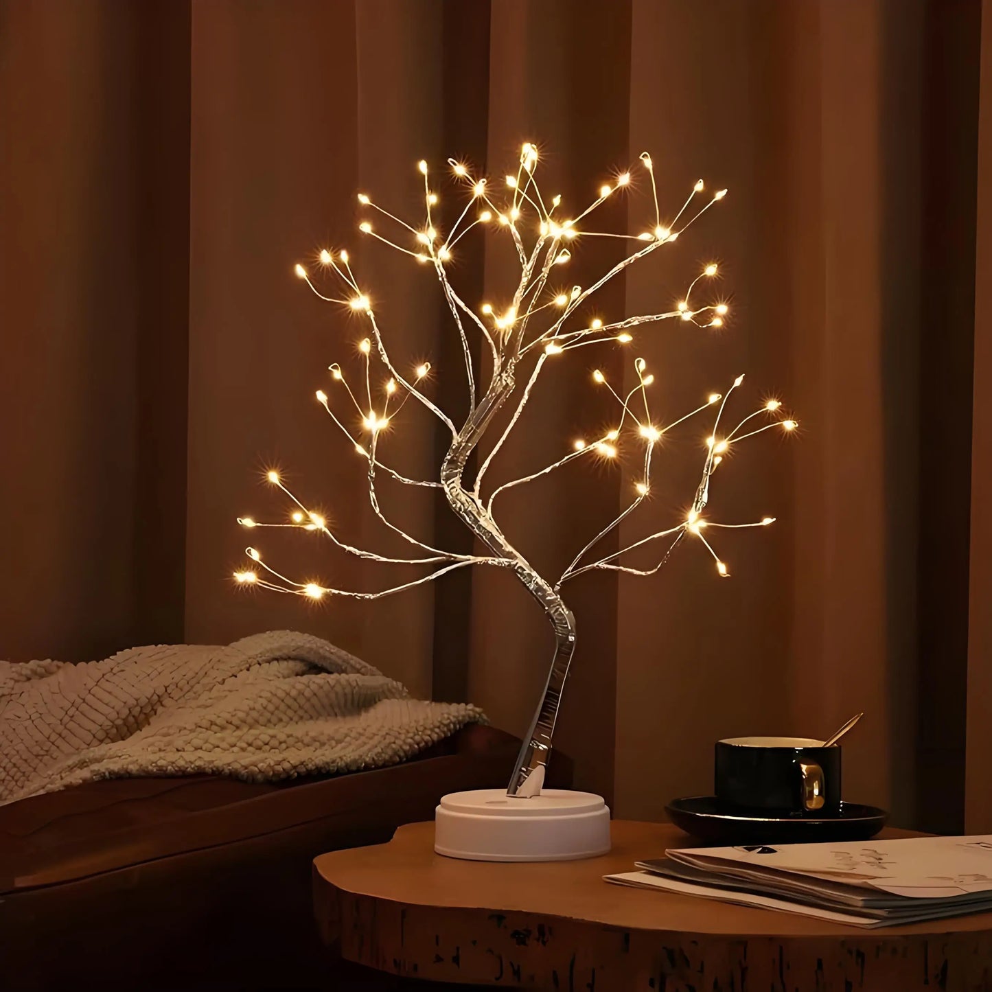 Decorative Tree Lamp – Silver Branch & Star Light for Desk or Holiday