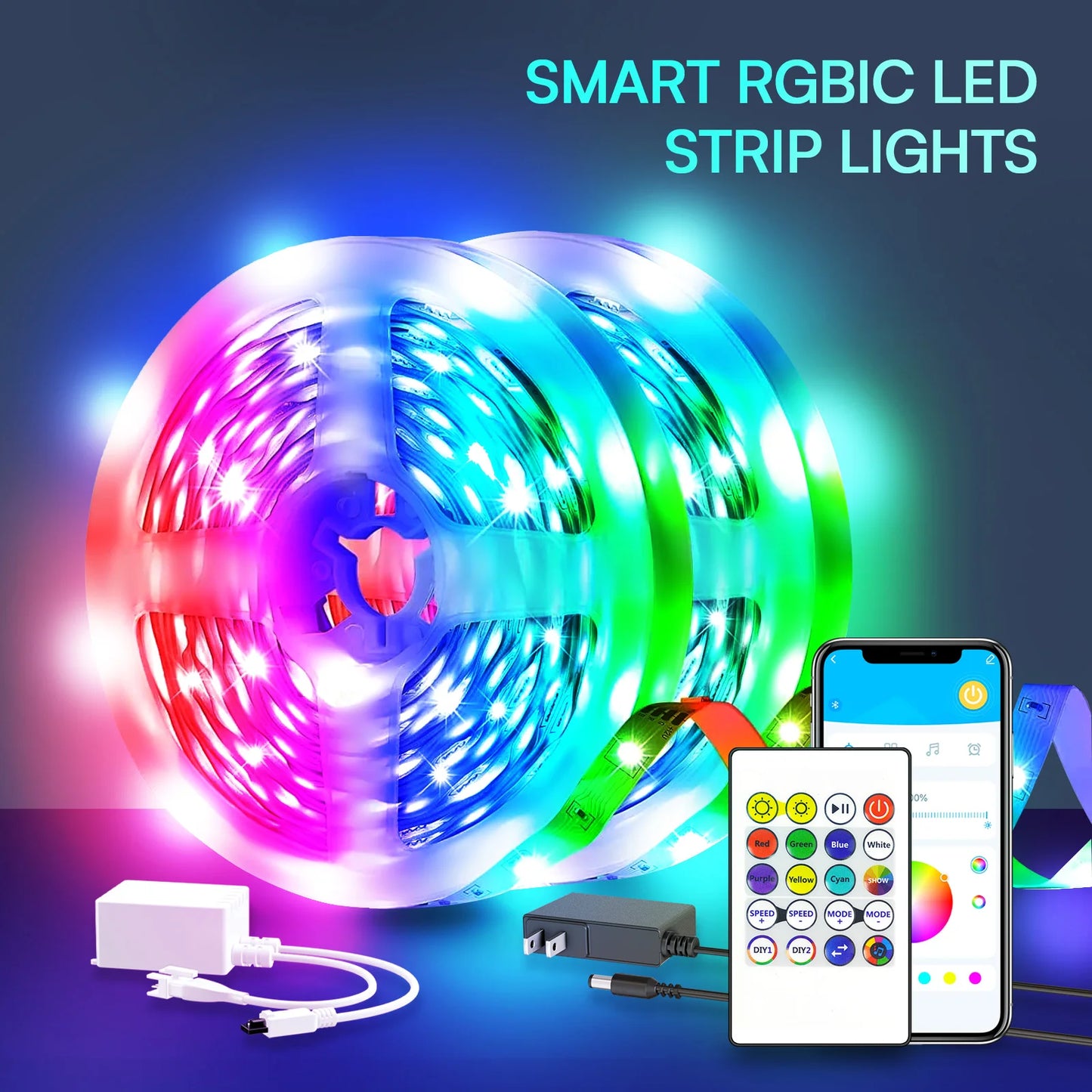 200ft RGB Smart LED Strip – Music Sync & Color-Changing Lights