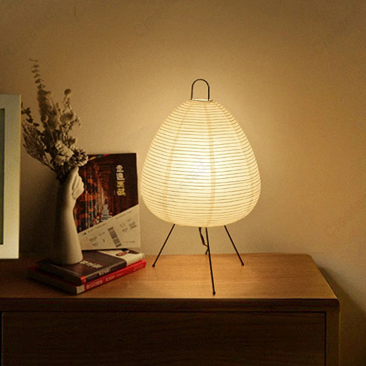 Japanese-Style Rice Paper Tripod Table Lamp