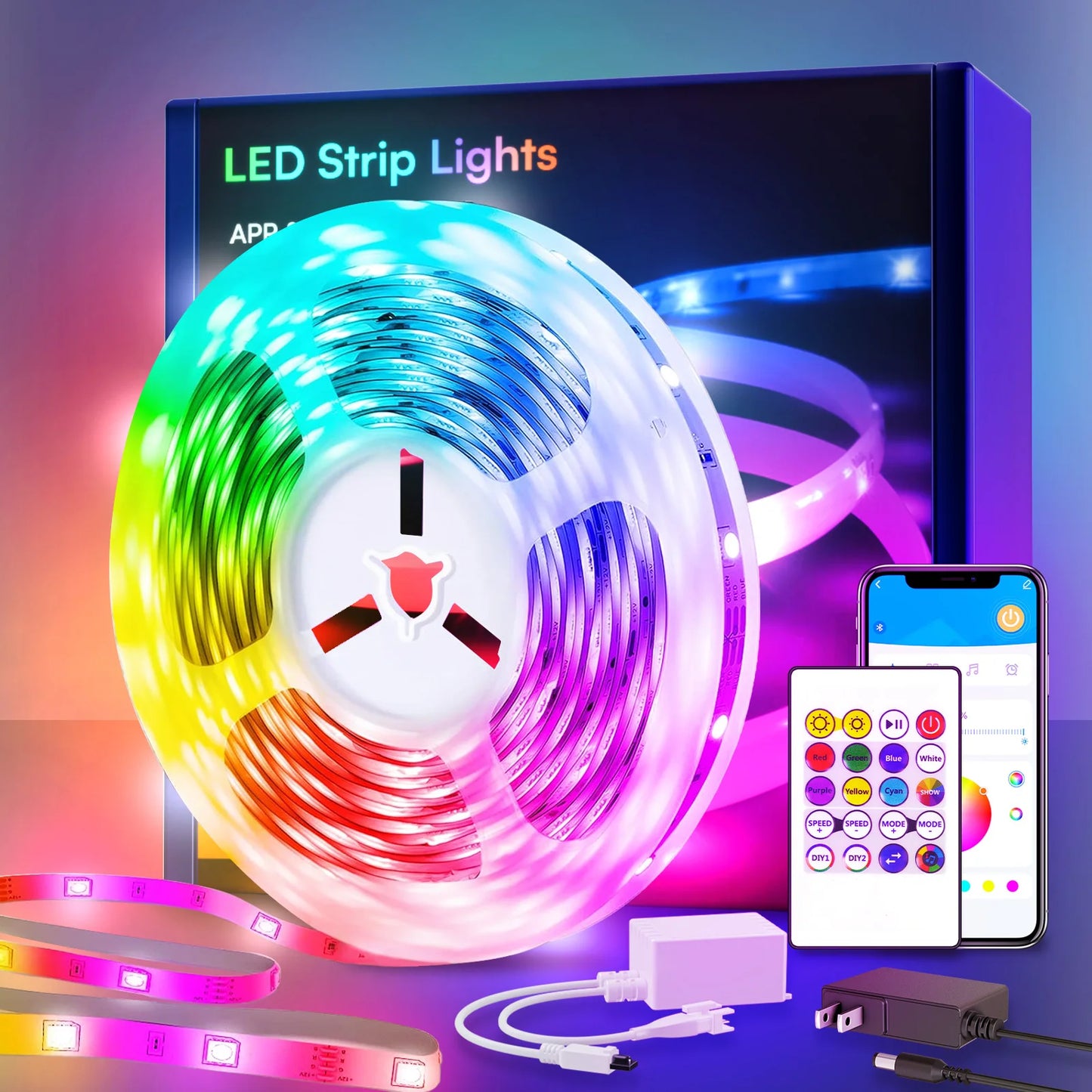 200ft RGB Smart LED Strip – Music Sync & Color-Changing Lights