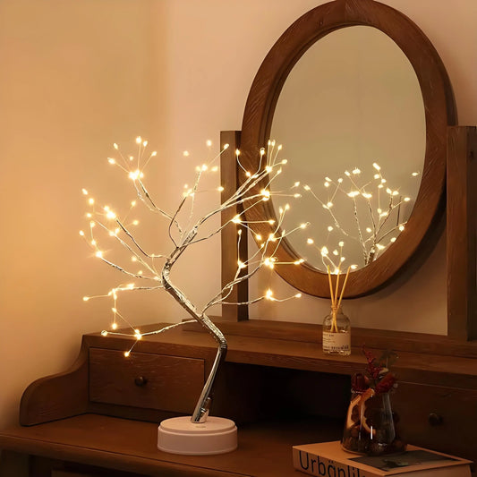 Decorative Tree Lamp – Silver Branch & Star Light for Desk or Holiday