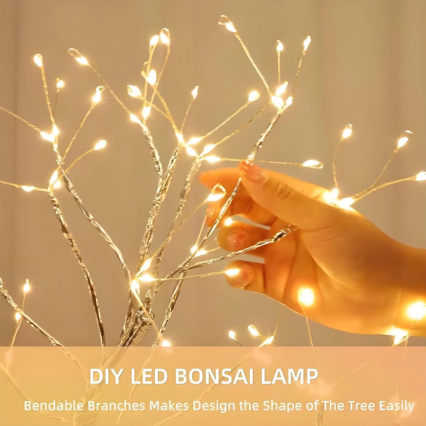 Decorative Tree Lamp – Silver Branch & Star Light for Desk or Holiday