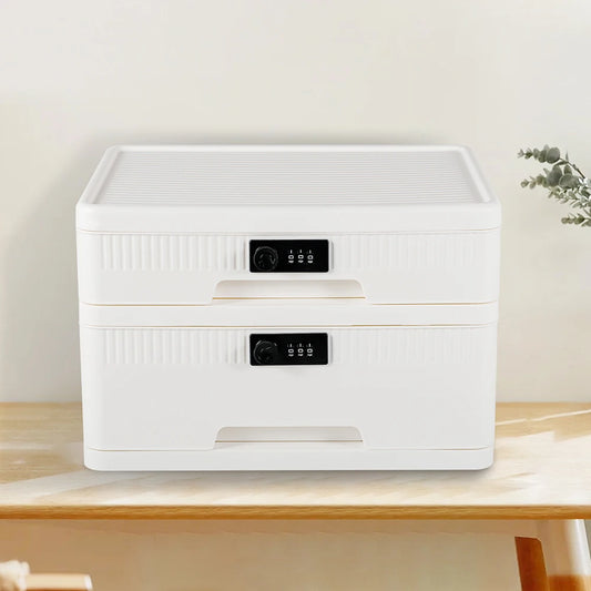 1/2-Layer Safe Box With Digital Password Lock Large Capacity Jewelry Organizer Box for Valuables Privacy Security Protection