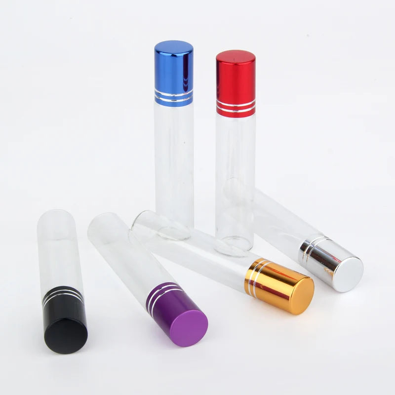 100Pieces/Lot 10ml  Essential Oil Bottle Travel Use Glass Perfume Roll on Bottle with Stainless Steel Glass Ball Roller Glass