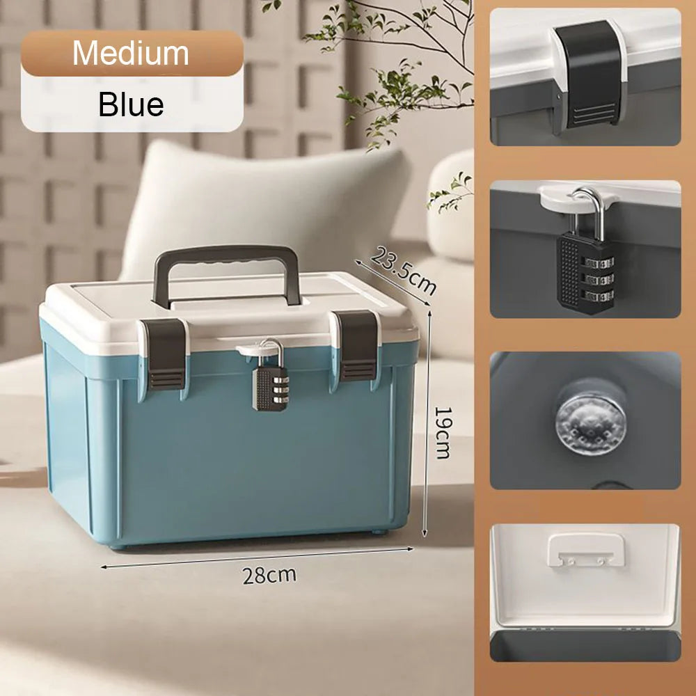 3 Digit Password Lock Safe Box Home Cash Jewelry Passport Document Handheld Storage Box Travel Privacy Security Organizer Case