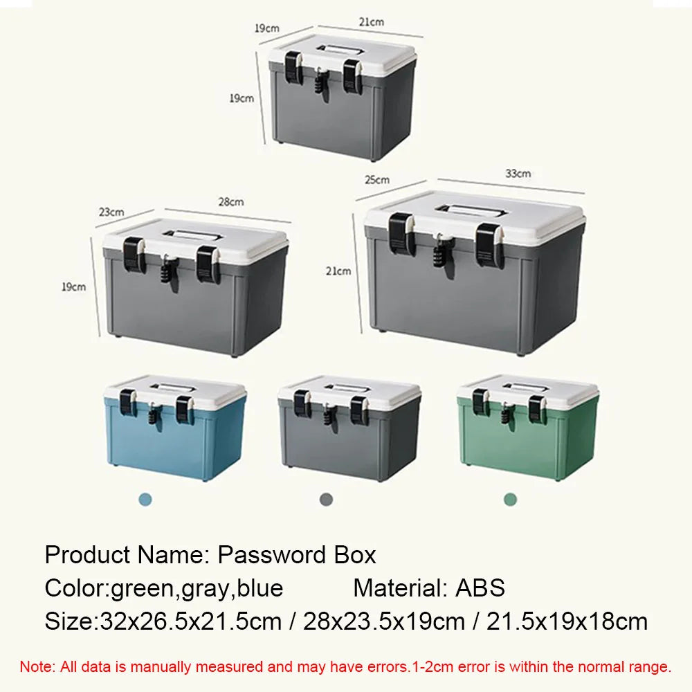 3 Digit Password Lock Safe Box Home Cash Jewelry Passport Document Handheld Storage Box Travel Privacy Security Organizer Case