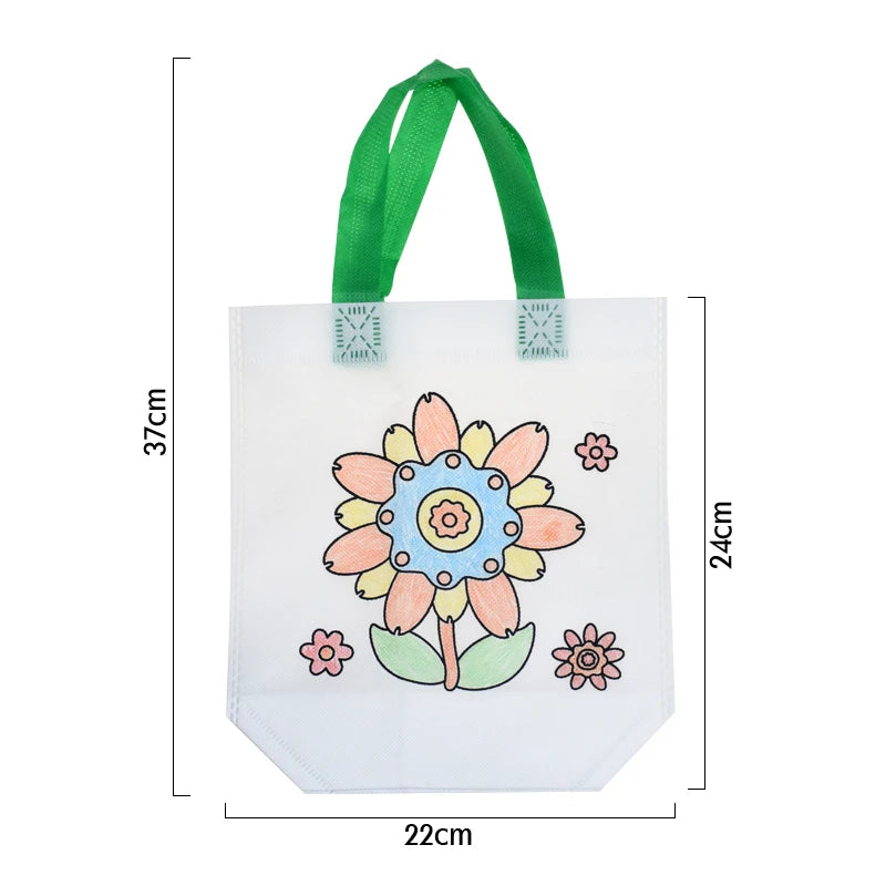 DIY Graffiti Bag with Markers Handmade Painting Non-Woven Bag for Children Arts Crafts Color Filling Drawing Toy Kids Craft