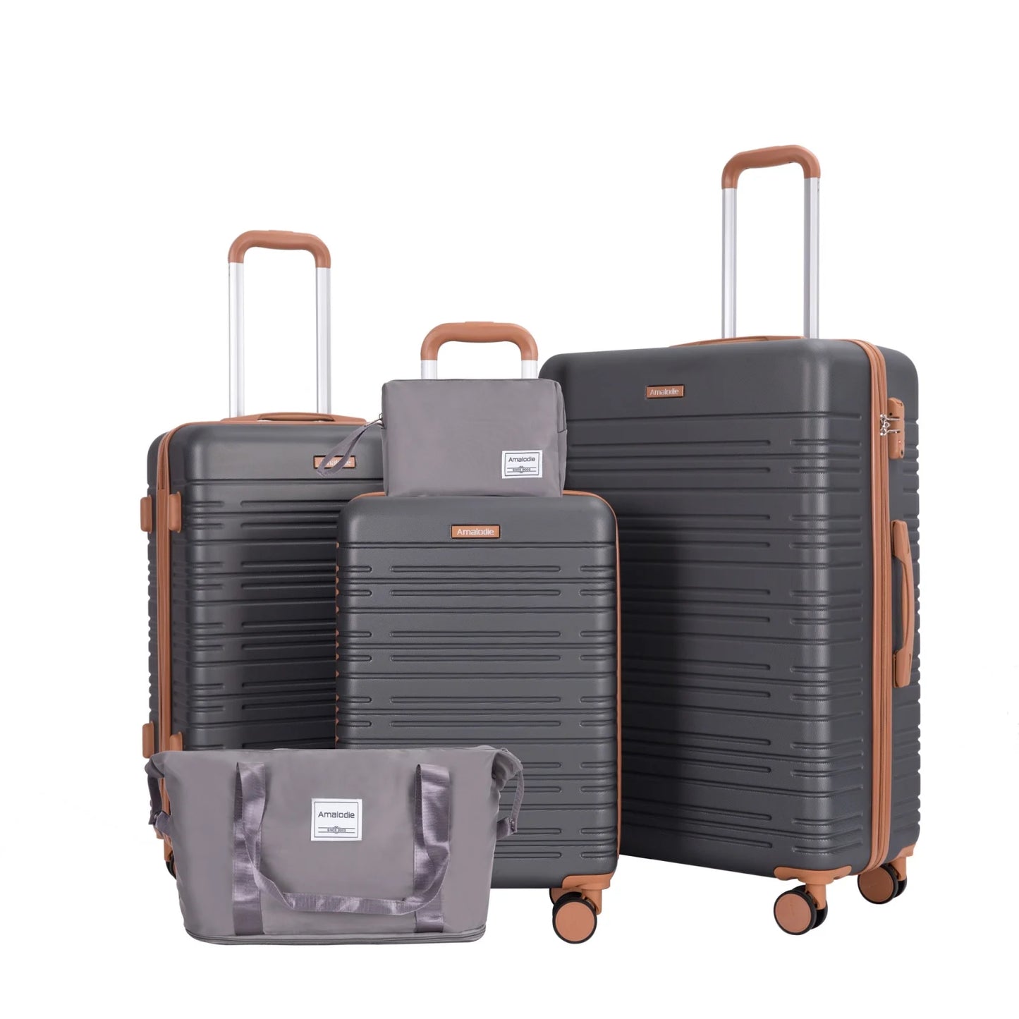 Luggage sets 5 Pieces,Hardshell Suitcase set with Double Spinner Wheel,Travel Case with TSA Lock and Weekend Duffle Bag