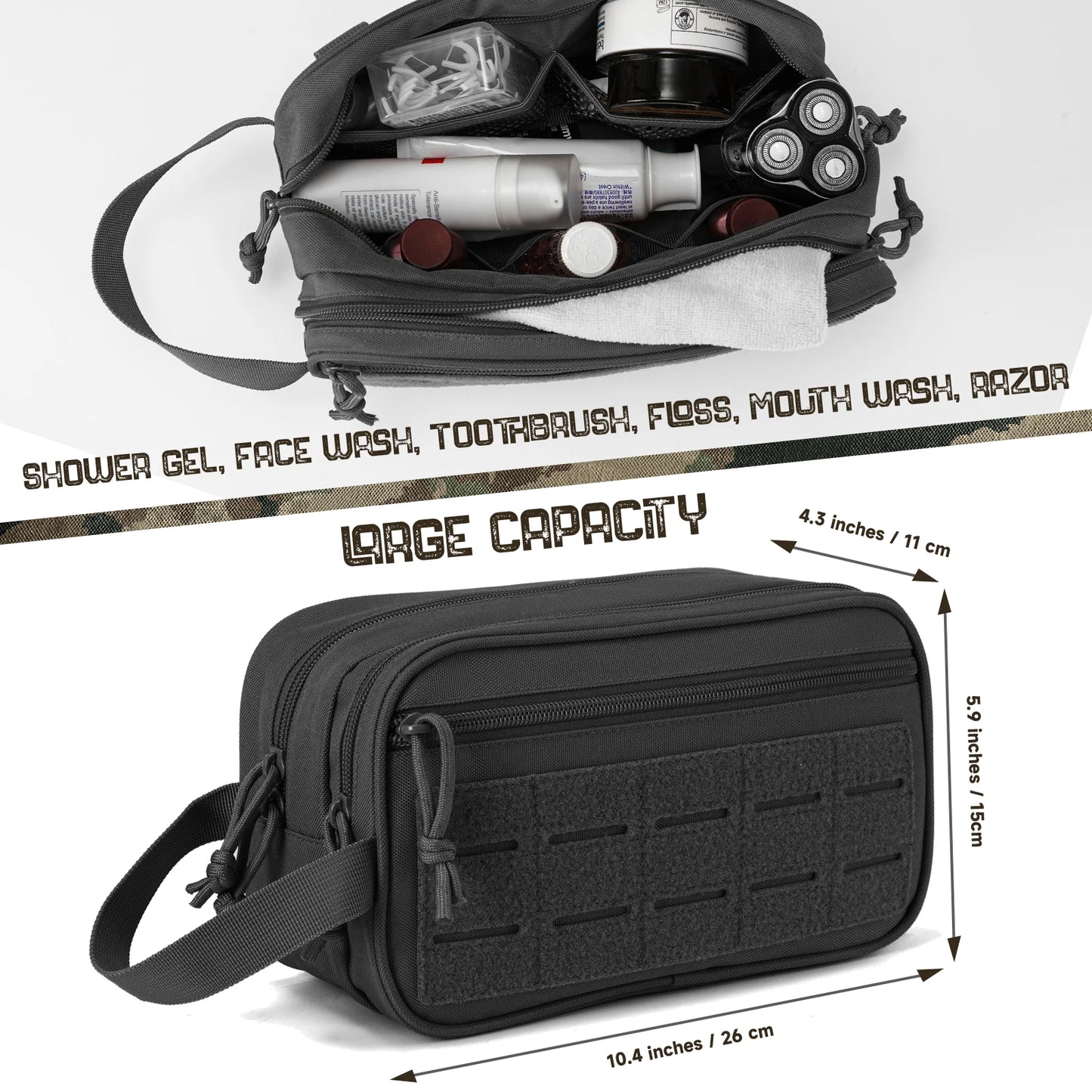 Toiletry Bag For Men Hygiene Bag Mens Shaving Kit Travel shower Bag Waist BackpackTool Molle Pouches Small Dopp Kit belt bag