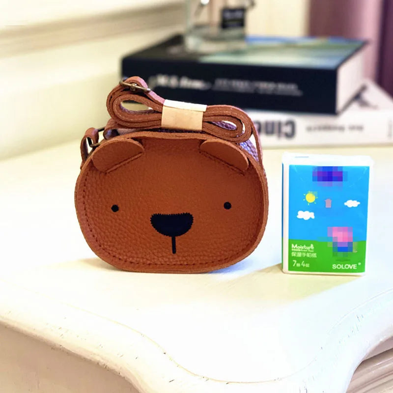 Fashion PU Leather Kids Messenger Bag Girls Cartoon Koala Single Shoulder Crossbody Small Bag Children Cute Koala Satchel