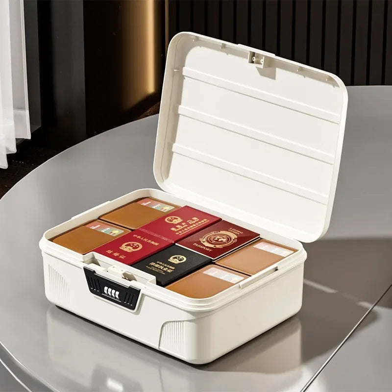 Four Digit Password Lock Safe Box Passport Portable Medicine Organizer Case Household Cash Jewelry Privacy Security Storage Box