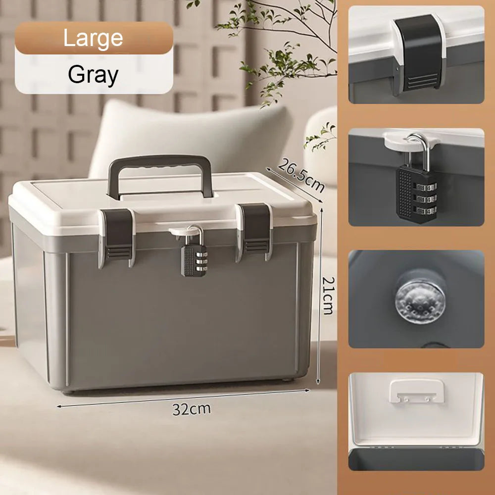 3 Digit Password Lock Safe Box Home Cash Jewelry Passport Document Handheld Storage Box Travel Privacy Security Organizer Case