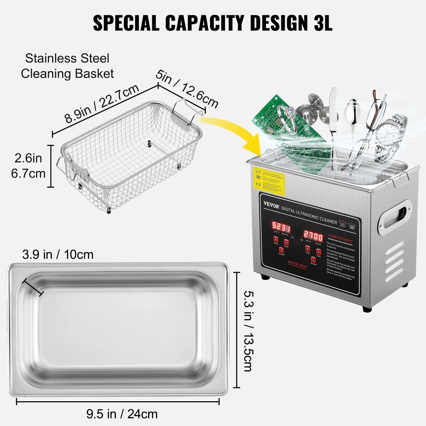 SucceBuy 2L 3L 6L 10L 22L 30L Ultrasonic Cleaner Stainless Steel Portable Cleaning Washing Machine Ultrasound Home Appliance