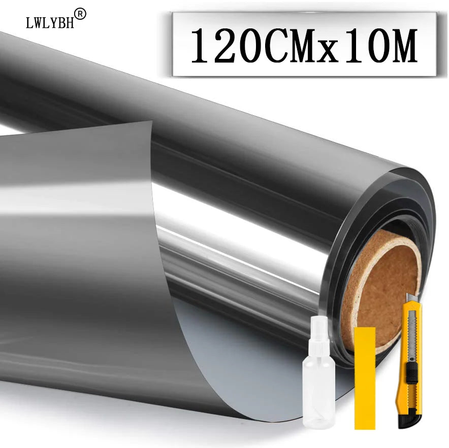 House Window Privacy Film One Way Vinyl Glass Stickers UV Blocking Mirror Foil Nano Grey Non-Adhesive Anti Look Window Tint Film