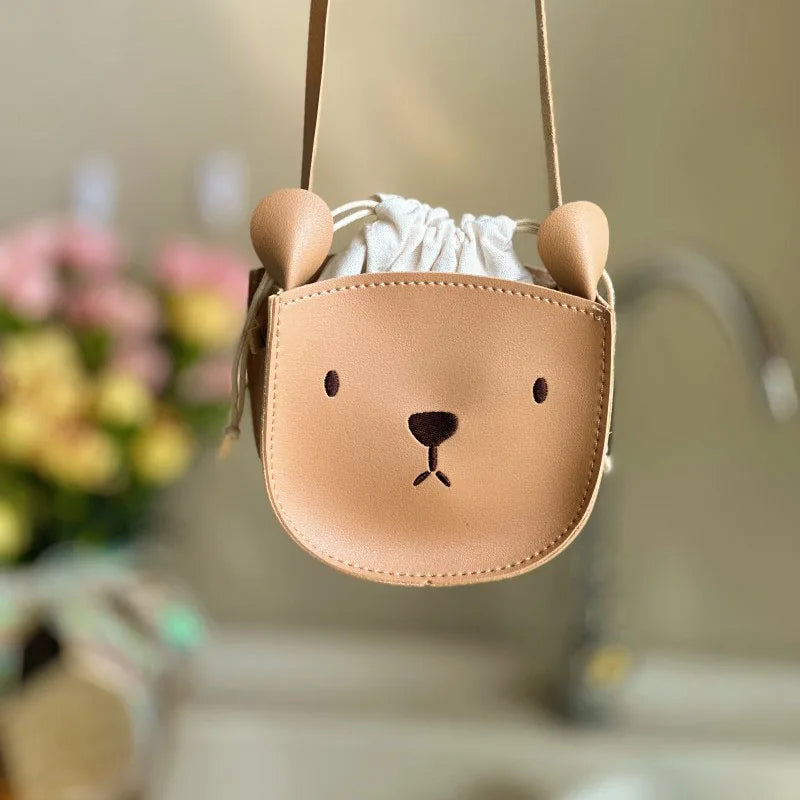 Fashion PU Leather Kids Messenger Bag Girls Cartoon Koala Single Shoulder Crossbody Small Bag Children Cute Koala Satchel