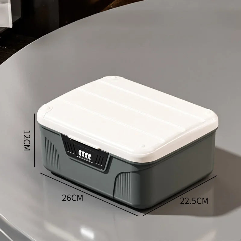 Four Digit Password Lock Safe Box Passport Portable Medicine Organizer Case Household Cash Jewelry Privacy Security Storage Box