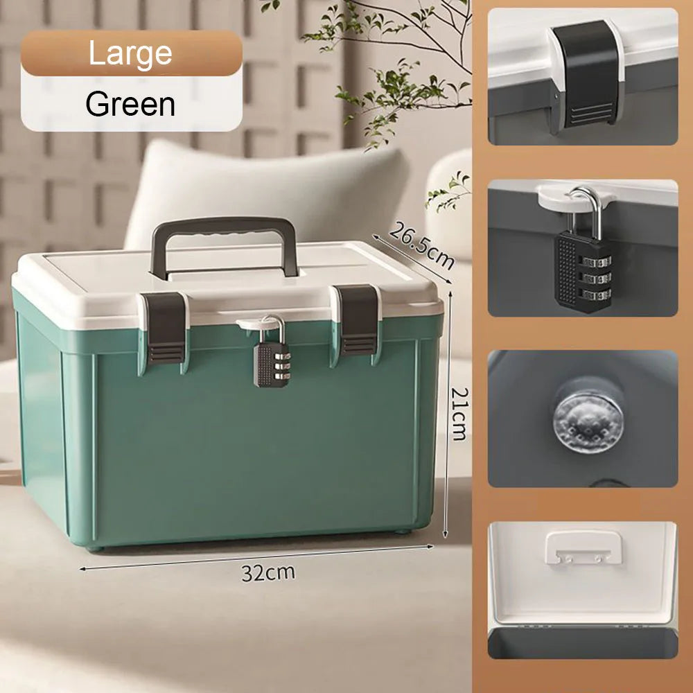 3 Digit Password Lock Safe Box Home Cash Jewelry Passport Document Handheld Storage Box Travel Privacy Security Organizer Case