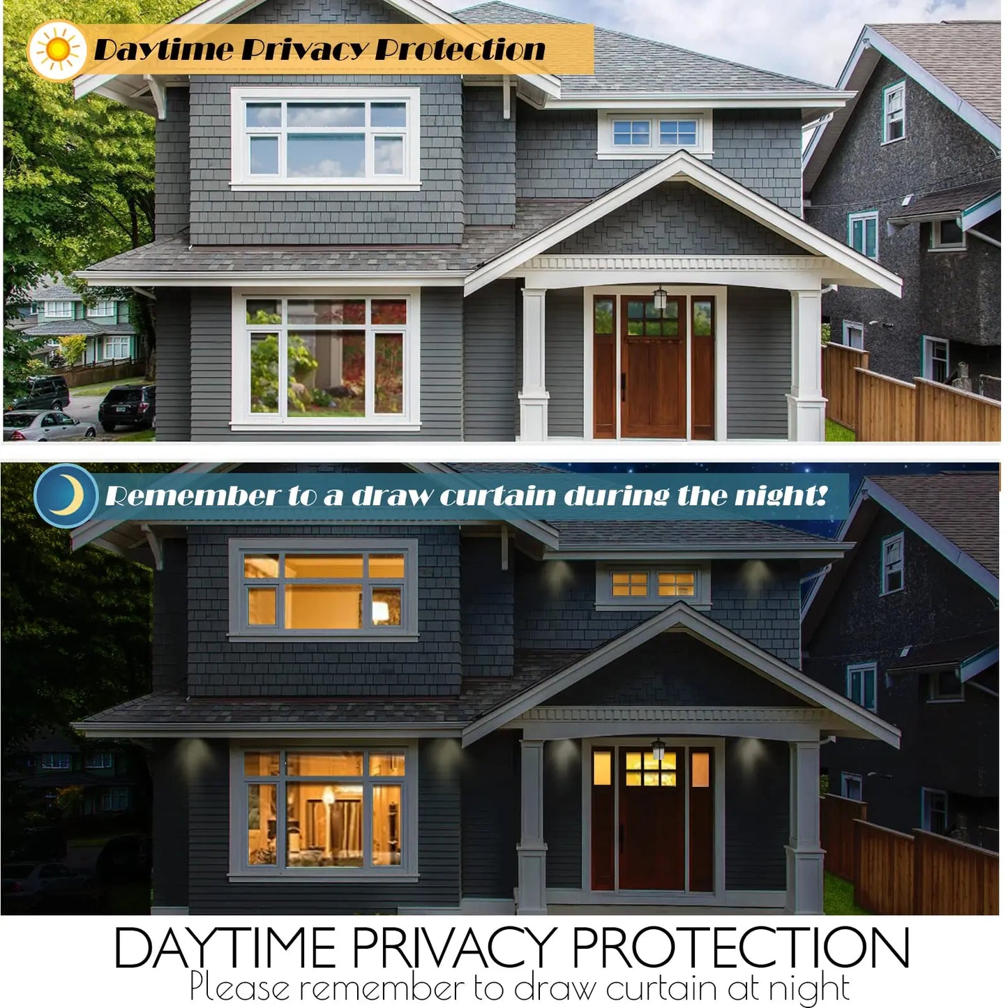 House Window Privacy Film One Way Vinyl Glass Stickers UV Blocking Mirror Foil Nano Grey Non-Adhesive Anti Look Window Tint Film