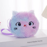 Plush Rainbow Cat Crossbody Bag – Kids Messenger Bag