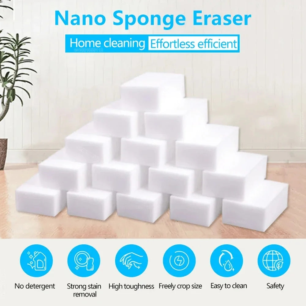 Magic Sponge Cleaner, Melamine Foam Scrubber for Kitchen Bathroom, Stain Remover, Dishware Household Cleaning Tools, 10x6x2cm