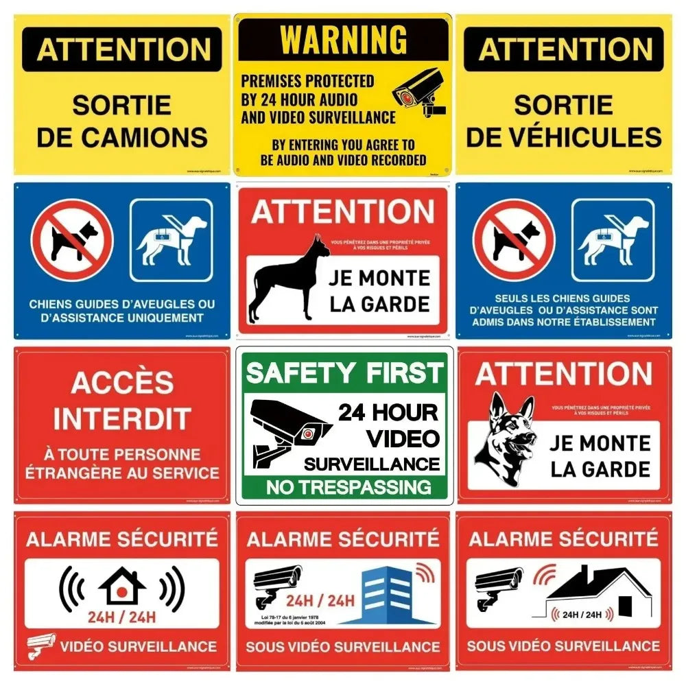 "Heavy Duty Aluminum Security Sign Surveillance Private Property No Trespassing' Warning Plaque for Warehouse
