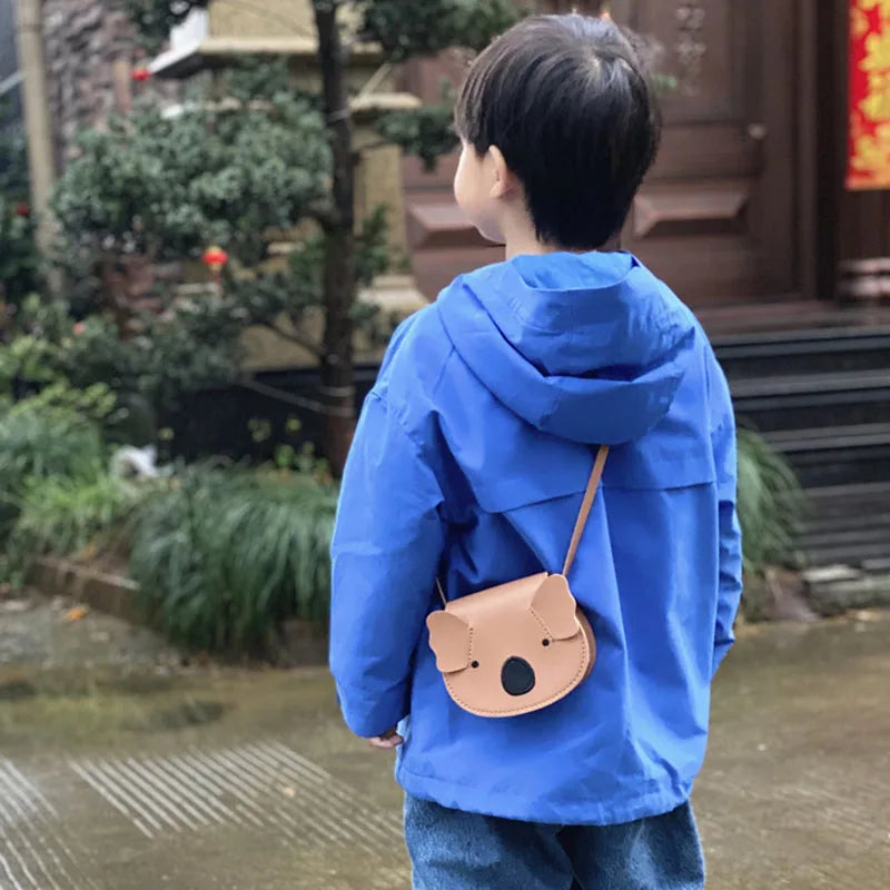 Fashion PU Leather Kids Messenger Bag Girls Cartoon Koala Single Shoulder Crossbody Small Bag Children Cute Koala Satchel
