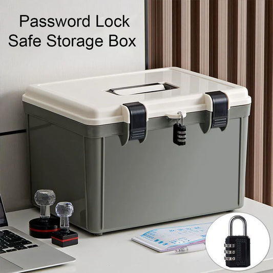 Password Lock Safe Box Household Cash Jewelry Storage Box Travel Portable Privacy Security Organizer Case for Passport Document