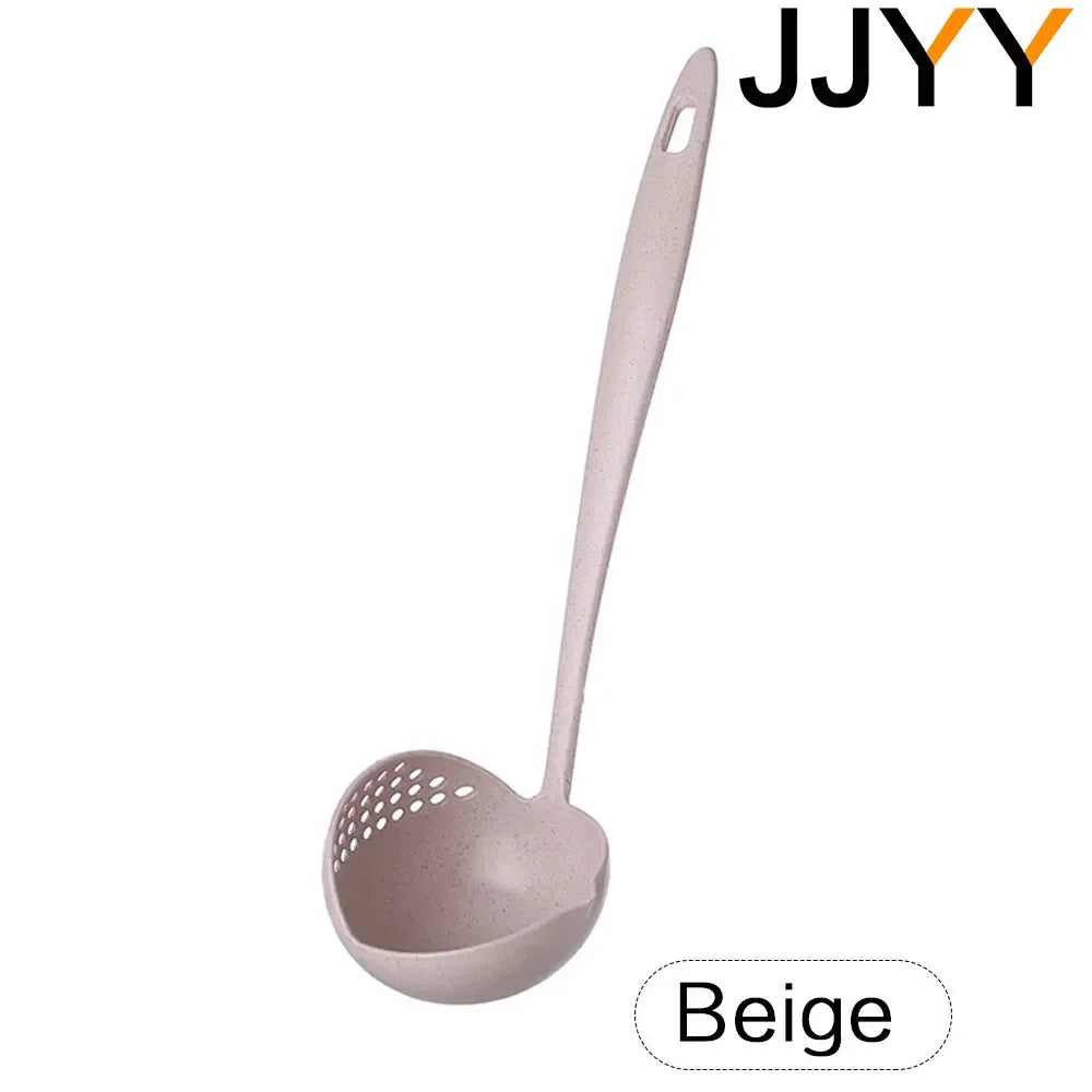 JJYY The 2 in 1 Kitchen Spoon Spoon Long handle Plastic Colander Filter Tableware Hot Pot Spoon