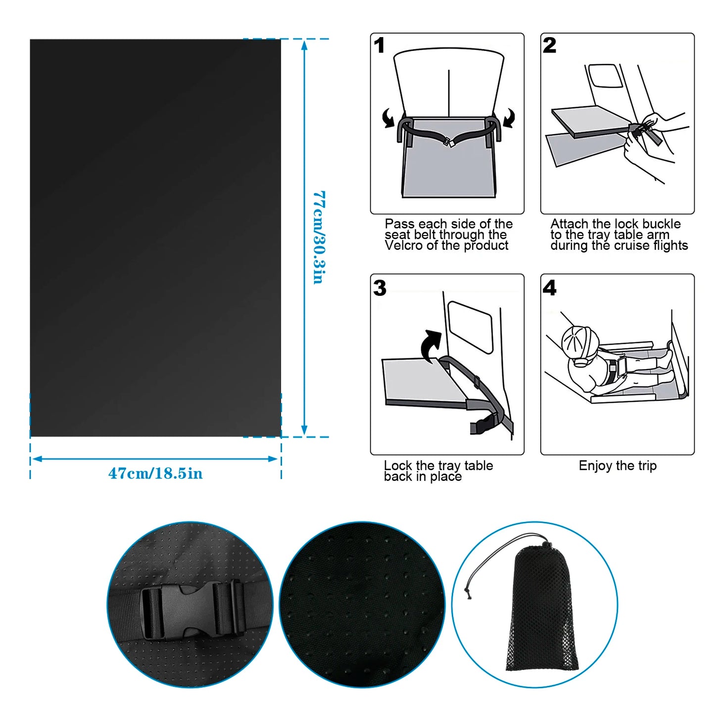 Kids Airplane Bed Breathable Children Airplane Seat Extender Portable Planes Foot Rest Travel Essentials Airplane Foot Hammock