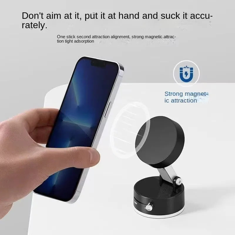 Mobile Phone Vacuum Suction Cup Holder Foldable for iPhone/ Android Kitchen Lazy Vacuum Double Sided Magnetic Bracket