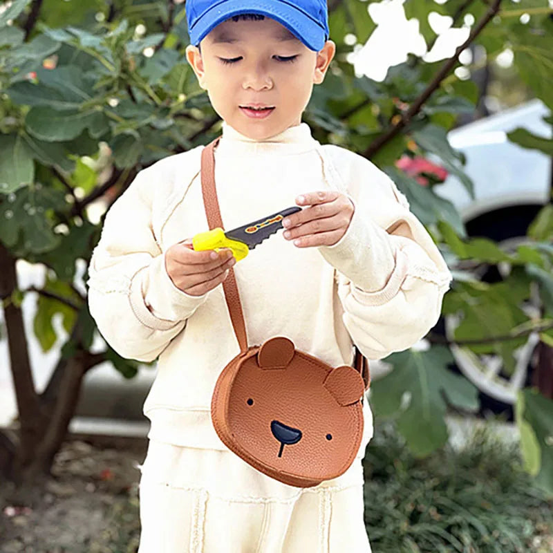 Fashion PU Leather Kids Messenger Bag Girls Cartoon Koala Single Shoulder Crossbody Small Bag Children Cute Koala Satchel