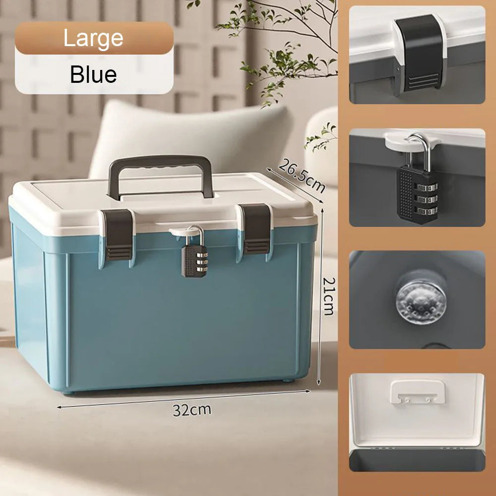 3 Digit Password Lock Safe Box Home Cash Jewelry Passport Document Handheld Storage Box Travel Privacy Security Organizer Case