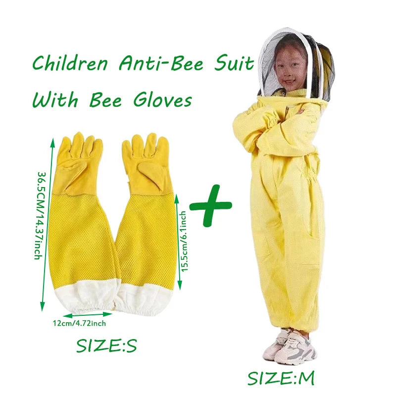 1Set Children Anti-Bee Suit Breathable Suit for Kids Beekeeping Practicekid Beekeeping Clothing Apiculture Equipement and Gloves