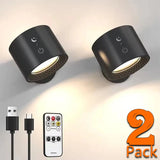 LED Double-Head Touch & Remote Wall Lamp – 360° Rotatable, USB Rechargeable