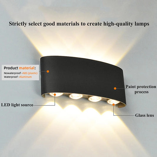 Modern White LED Up/Down Outdoor Wall Lamp