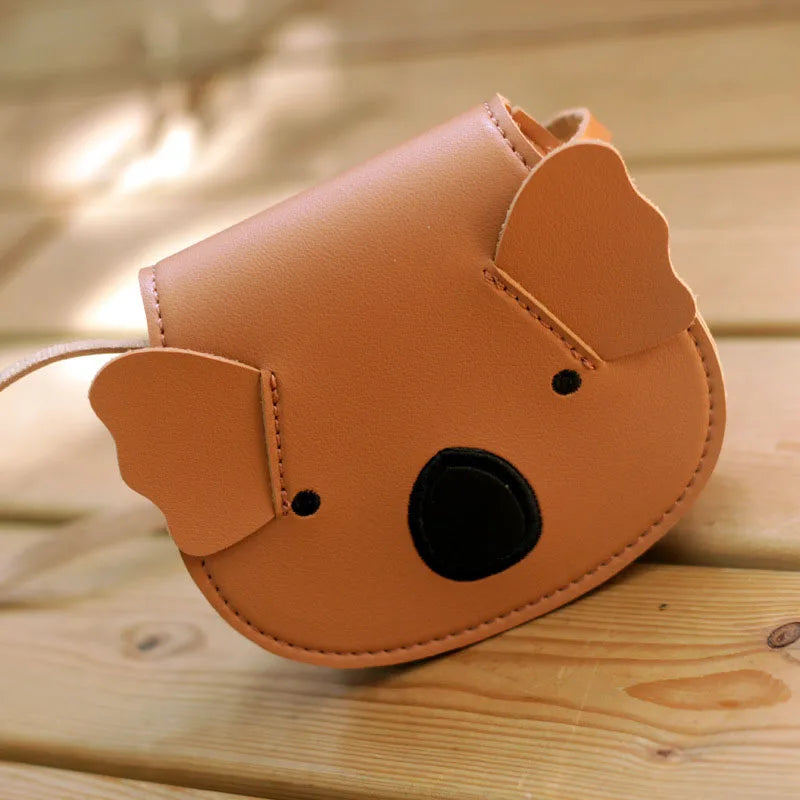 Fashion PU Leather Kids Messenger Bag Girls Cartoon Koala Single Shoulder Crossbody Small Bag Children Cute Koala Satchel