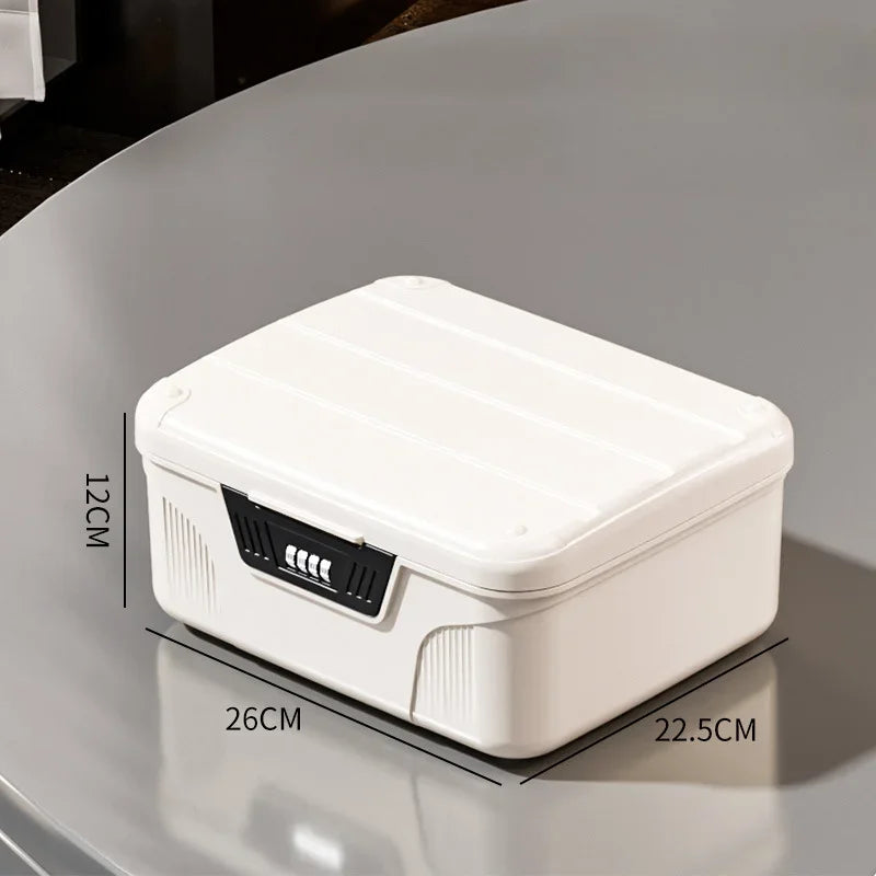 Four Digit Password Lock Safe Box Passport Portable Medicine Organizer Case Household Cash Jewelry Privacy Security Storage Box