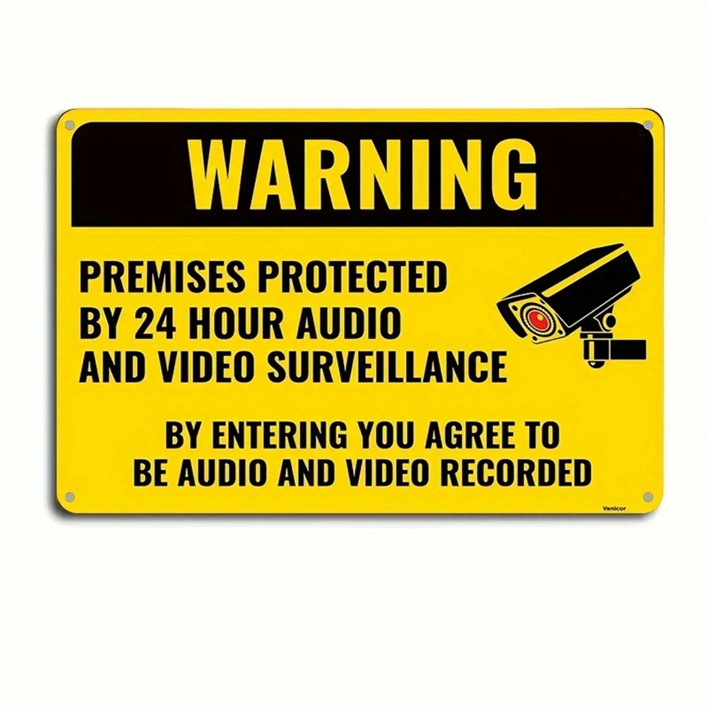 "Heavy Duty Aluminum Security Sign Surveillance Private Property No Trespassing' Warning Plaque for Warehouse