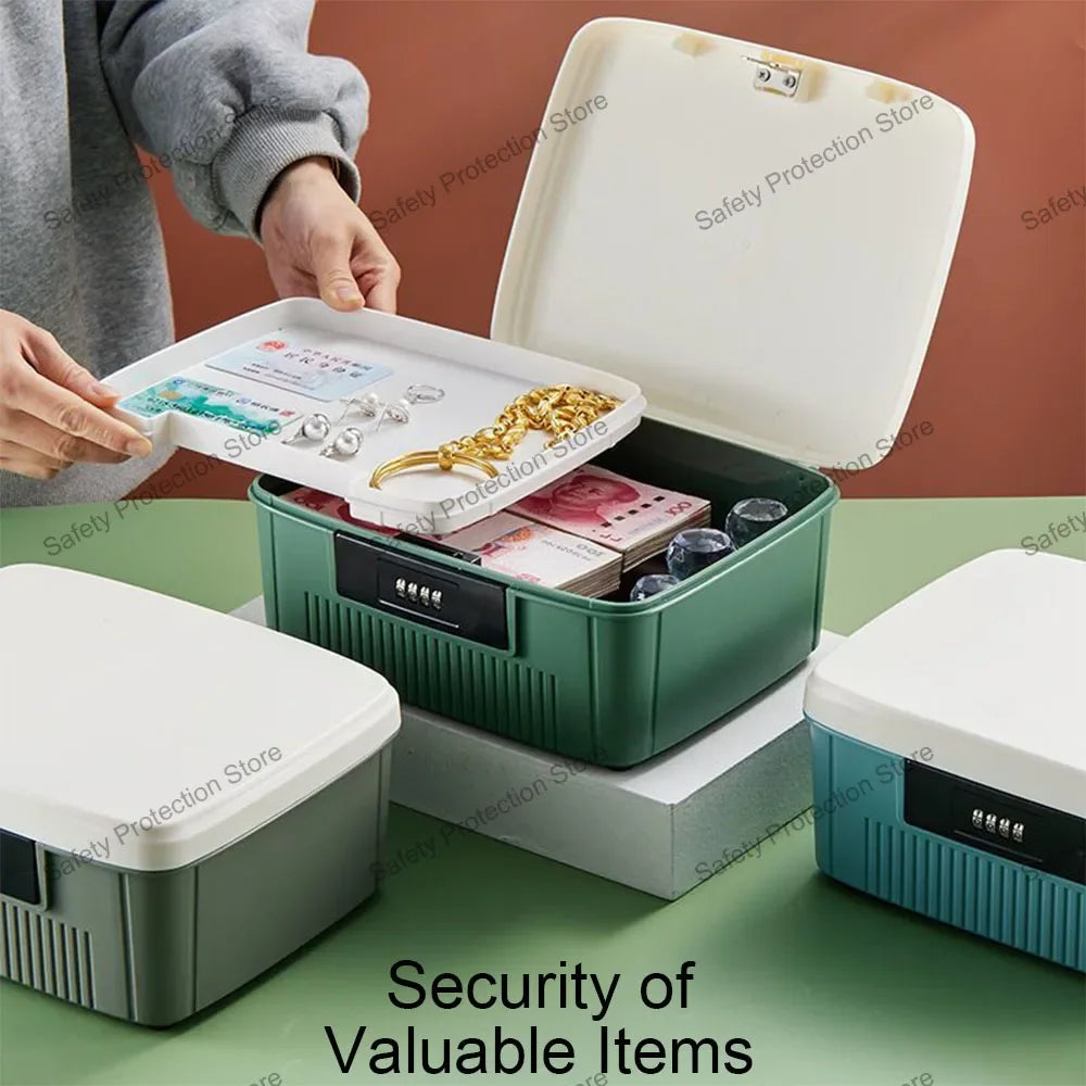 Four Digit Password Lock Safe Box Cash Jewelry Privacy Security Storage Box Household Car Passport Medicine Snack Organizer Case