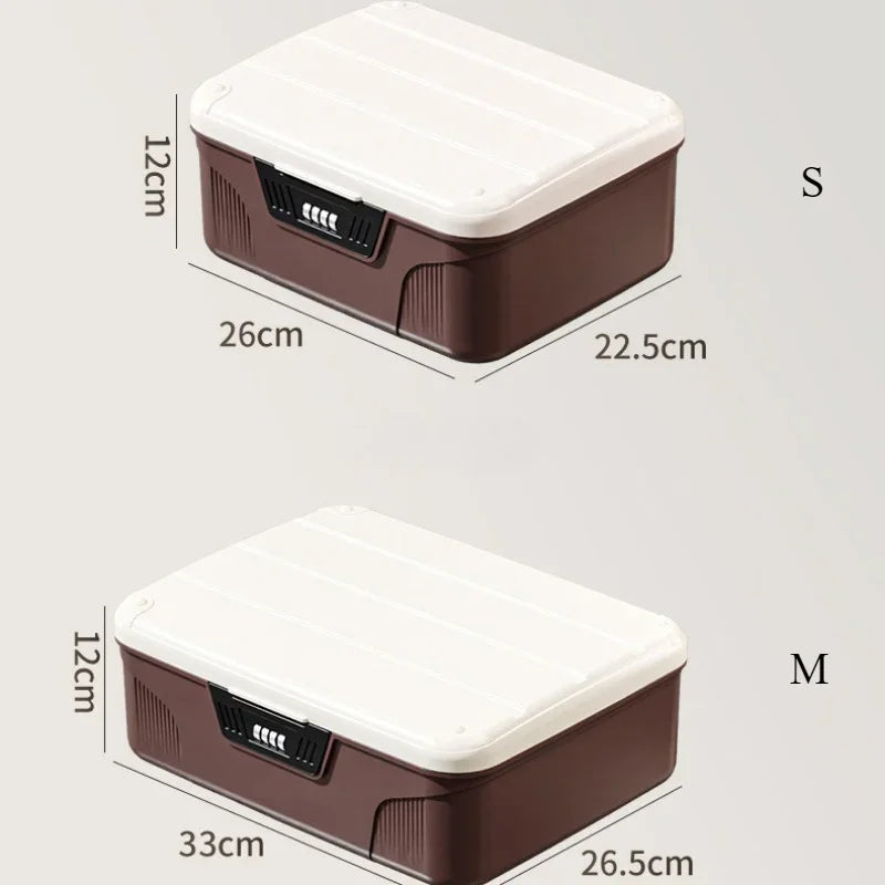 Four Digit Password Lock Safe Box Passport Portable Medicine Organizer Case Household Cash Jewelry Privacy Security Storage Box