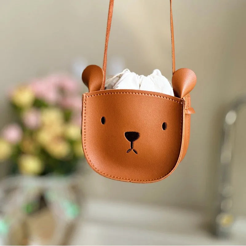 Fashion PU Leather Kids Messenger Bag Girls Cartoon Koala Single Shoulder Crossbody Small Bag Children Cute Koala Satchel