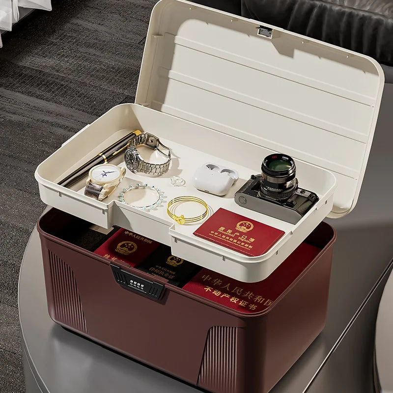 Four Digit Password Lock Safe Box Passport Medicine Portable Organizer Case Household Cash Jewelry Privacy Security Storage Box