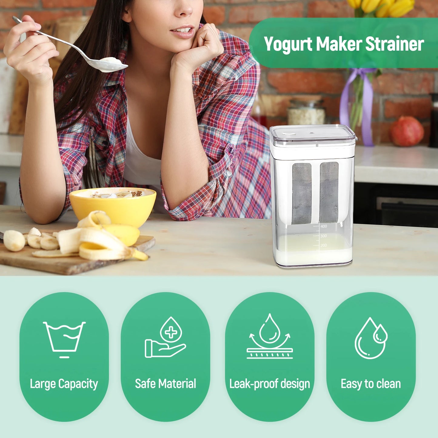 Yogurt Strainer Mesh Reusable Fine Mesh Strainer for Soy Milk Kitchen Juice Filter Separation Filter Mesh