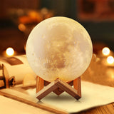 8cm Battery-Powered LED Moon Lamp with Stand