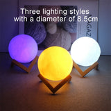 8cm Battery-Powered LED Moon Lamp with Stand