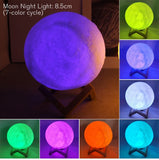 8cm Battery-Powered LED Moon Lamp with Stand