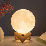 8cm Battery-Powered LED Moon Lamp with Stand