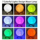 8cm Battery-Powered LED Moon Lamp with Stand