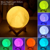 8cm Battery-Powered LED Moon Lamp with Stand
